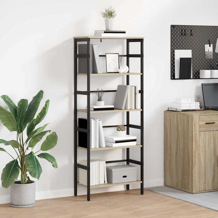 Bogreol 4 niveauer 60 x 29,5 x 149 cm Konstrueret træ Sonoma eg