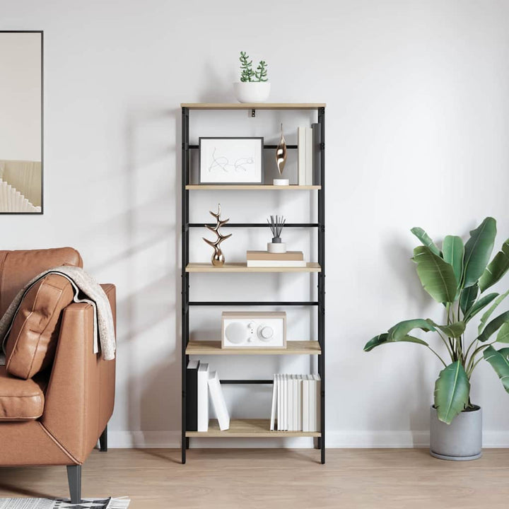 Bogreol 4 niveauer 60 x 29,5 x 149 cm Konstrueret træ Sonoma eg