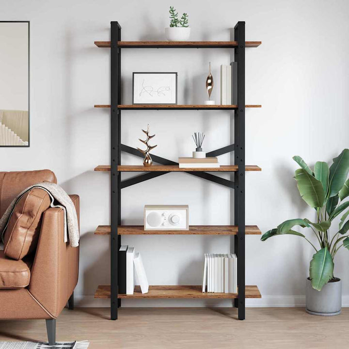 Bogreol 5 niveauer 100 x 33,5 x 178 cm Konstrueret træ