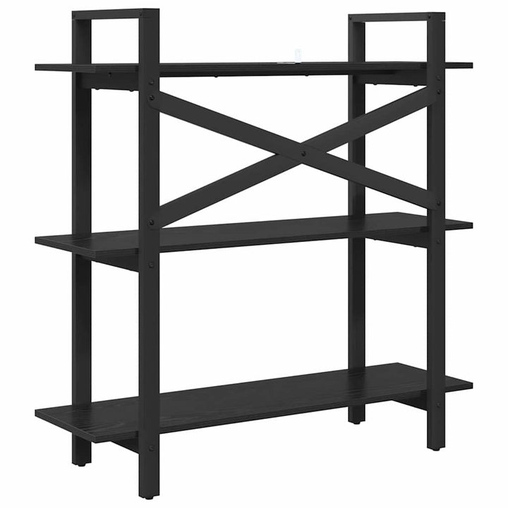 Bogreol 3 niveauer 100 x 33,5 x 102 cm Konstrueret træ Sort eg