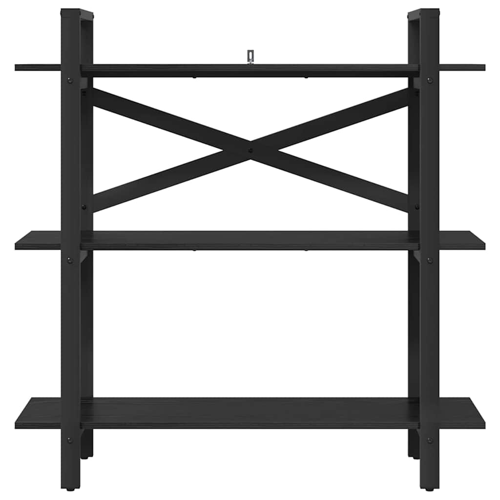 Bogreol 3 niveauer 100 x 33,5 x 102 cm Konstrueret træ Sort eg