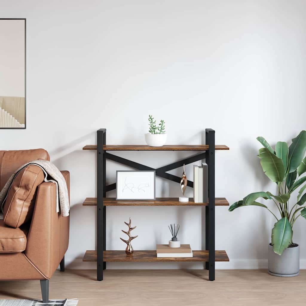 Bogreol 3 niveauer 100 x 33,5 x 102 cm Konstrueret træ Røget eg