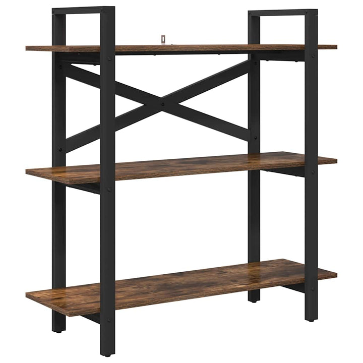 Bogreol 3 niveauer 100 x 33,5 x 102 cm Konstrueret træ Røget eg