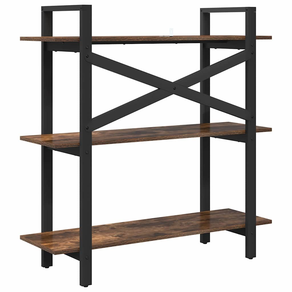 Bogreol 3 niveauer 100 x 33,5 x 102 cm Konstrueret træ Røget eg