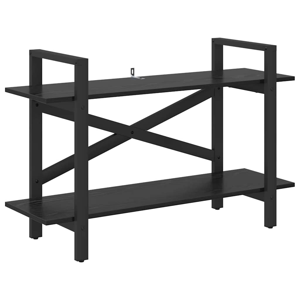 Bogreol 2 niveauer 100 x 33,5 x 64 cm Konstrueret træ Sort eg