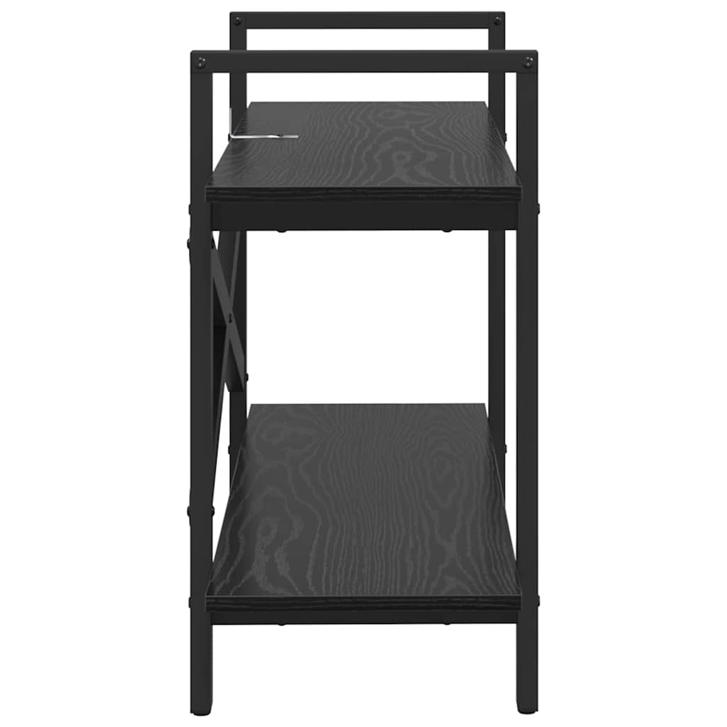 Bogreol 2 niveauer 100 x 33,5 x 64 cm Konstrueret træ Sort eg