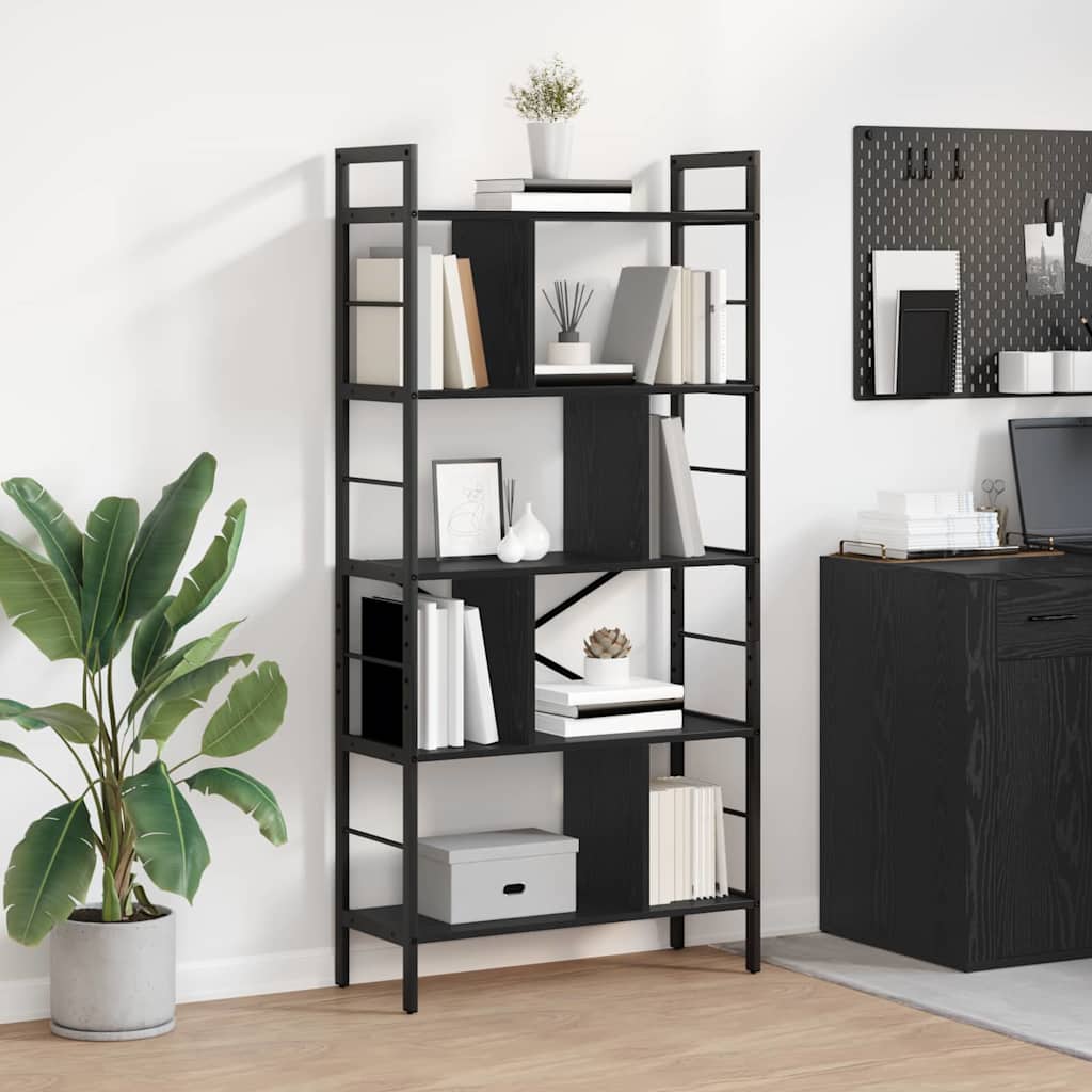 Bogreol Sort eg 75 x 30 x 156 cm Konstrueret træ