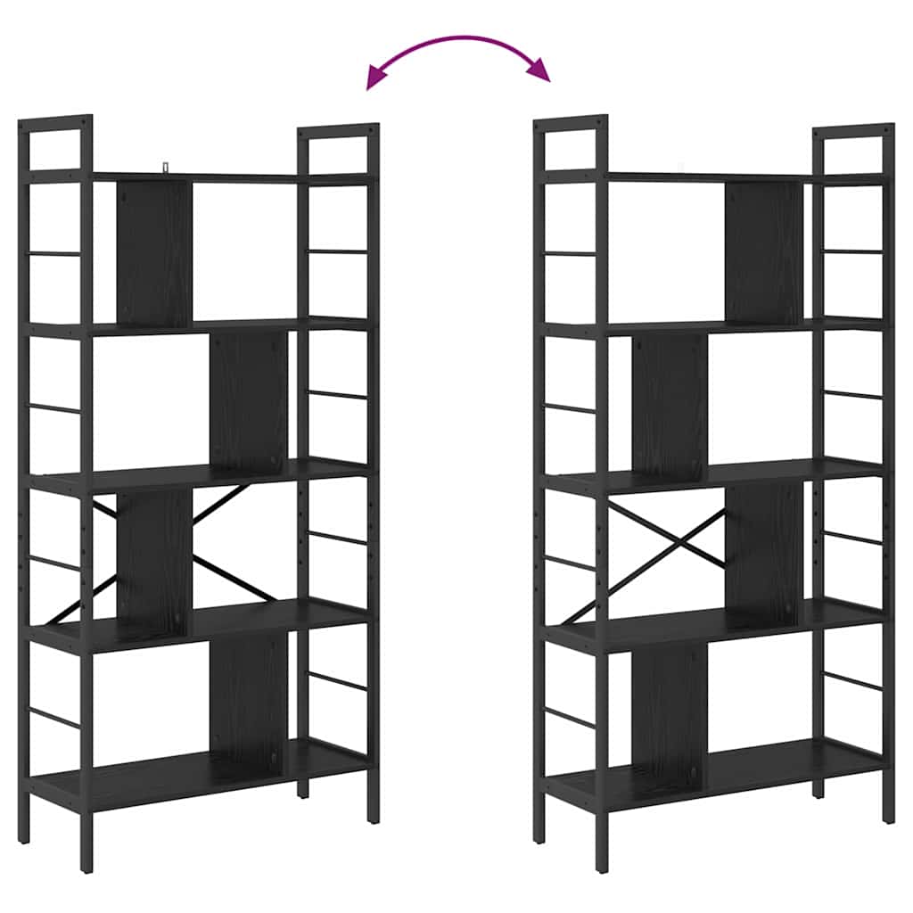 Bogreol Sort eg 75 x 30 x 156 cm Konstrueret træ