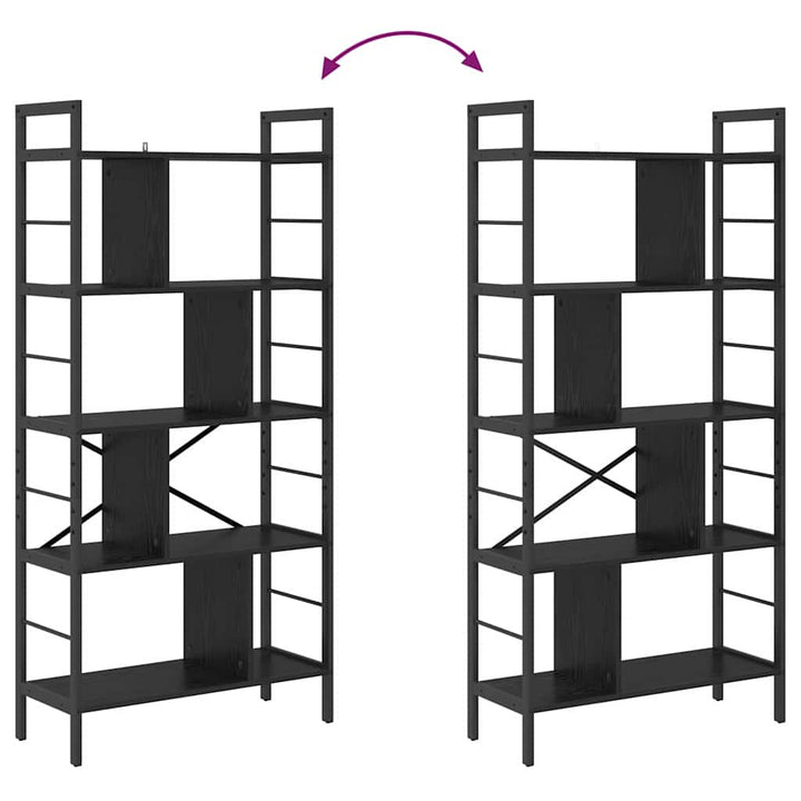 Bogreol Sort eg 75 x 30 x 156 cm Konstrueret træ