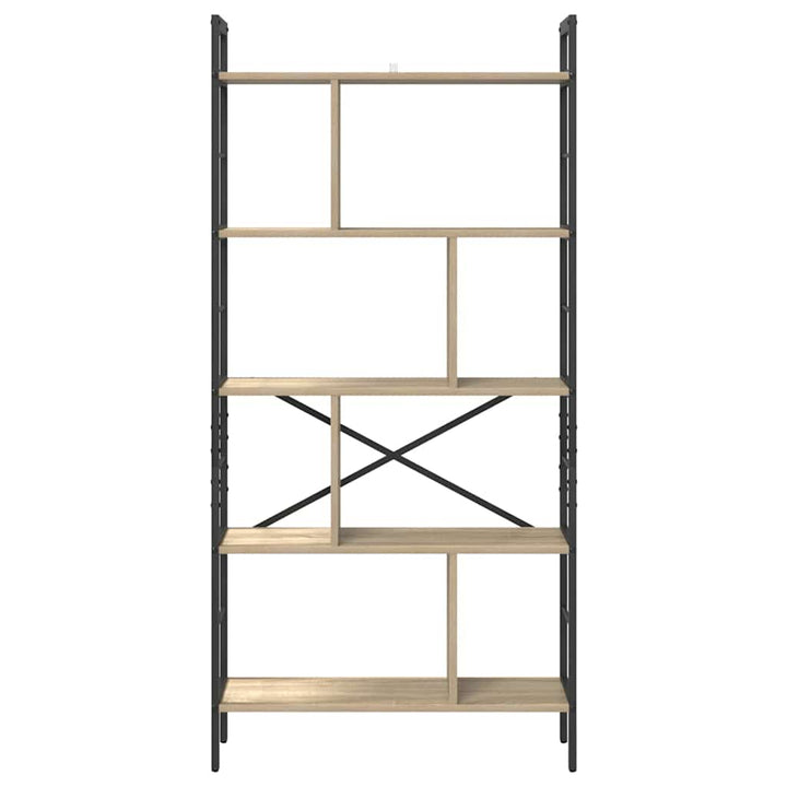 Bogreol 9 niveauer 75 x 30 x 156 cm Konstrueret træ Sonoma eg