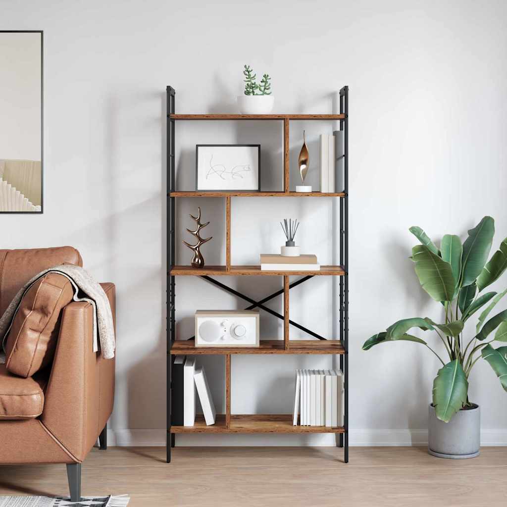 Bogreol Gammelt træ 75 x 30 x 156 cm Konstrueret træ