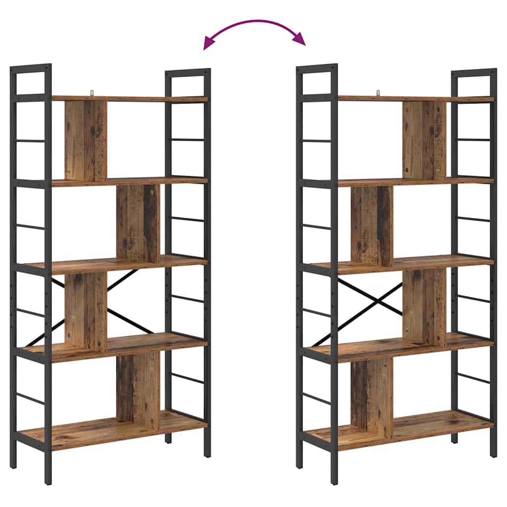 Bogreol Gammelt træ 75 x 30 x 156 cm Konstrueret træ