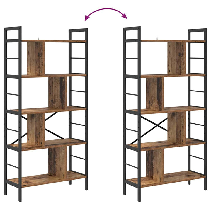 Bogreol Gammelt træ 75 x 30 x 156 cm Konstrueret træ