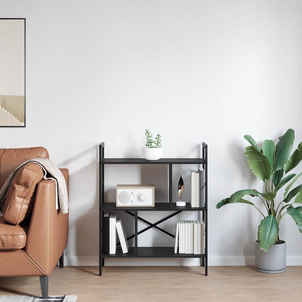 Bogreol 5 niveauer 75 x 30 x 91 cm Konstrueret træ Sort eg