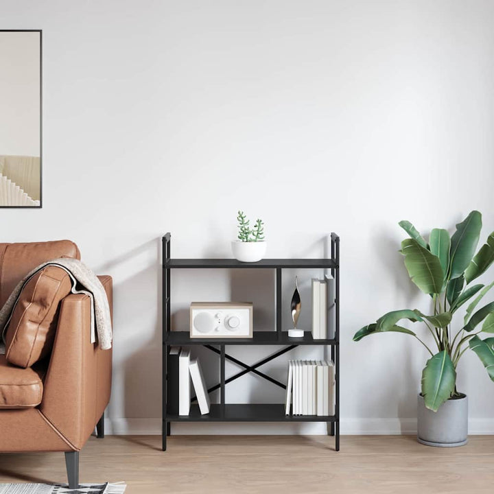 Bogreol 5 niveauer 75 x 30 x 91 cm Konstrueret træ Sort eg