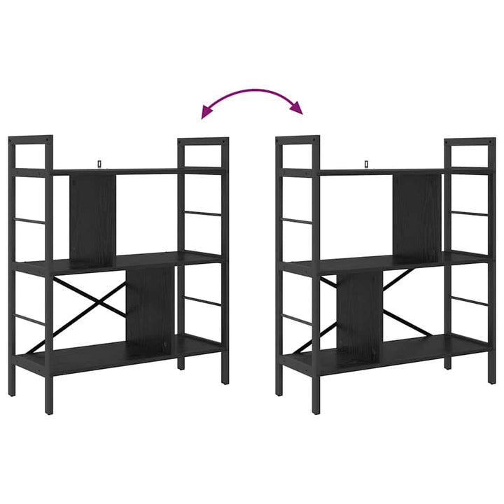 Bogreol 5 niveauer 75 x 30 x 91 cm Konstrueret træ Sort eg