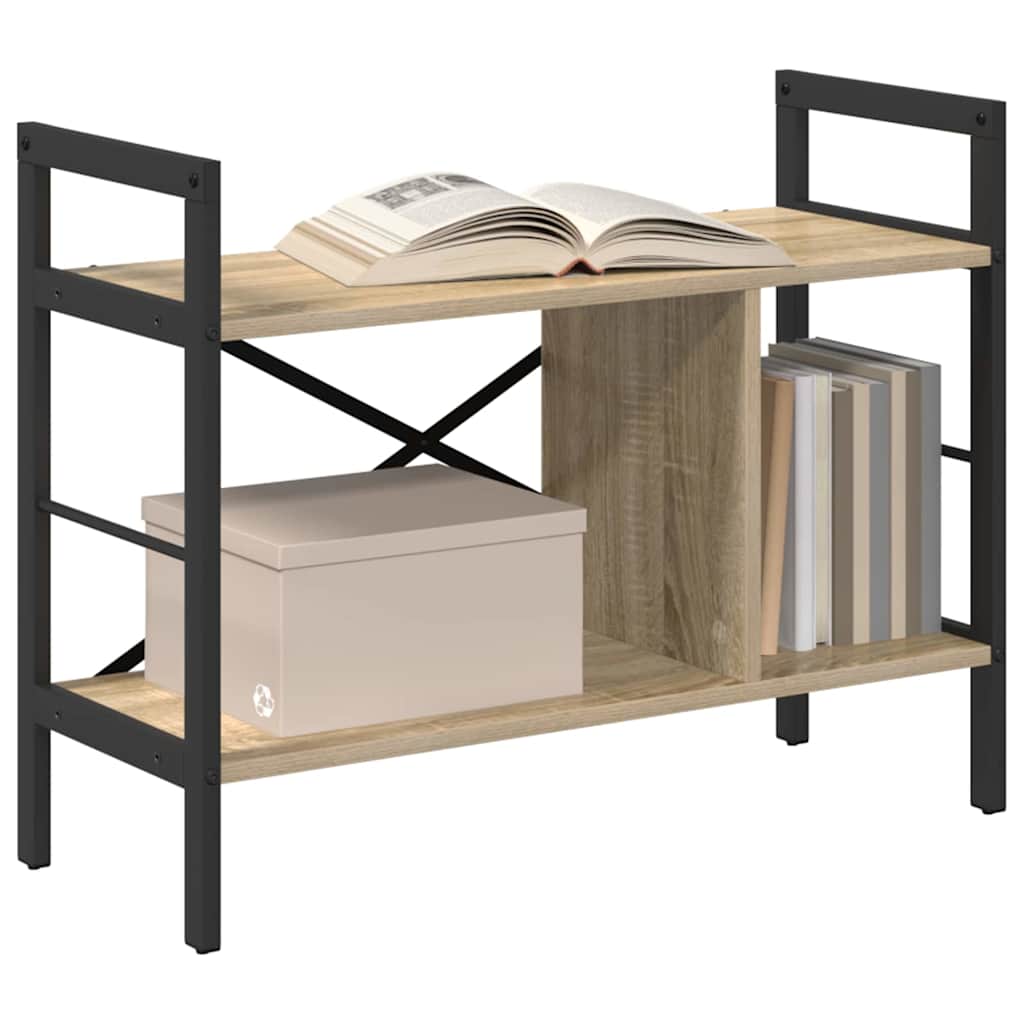 Bogreol 3 niveauer 75 x 30 x 58,5 cm Konstrueret træ Sonoma eg