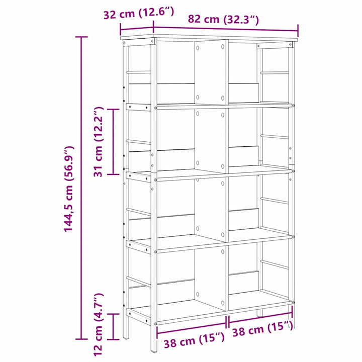 Bogreol Sort eg 82 x 32 x 144,5 cm Konstrueret træ