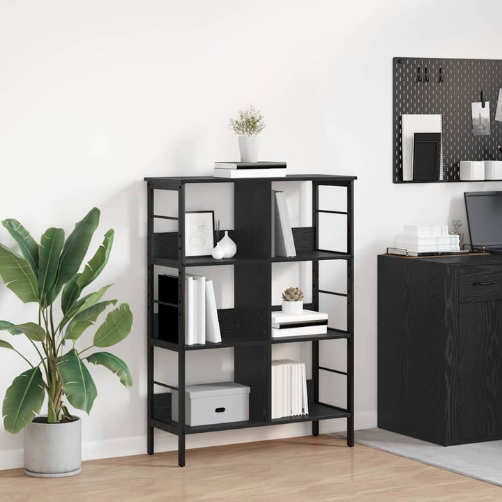 Bogreol 6 niveauer 82 x 32 x 112 cm Konstrueret træ Sort eg