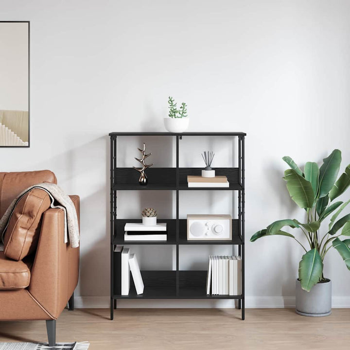 Bogreol 6 niveauer 82 x 32 x 112 cm Konstrueret træ Sort eg