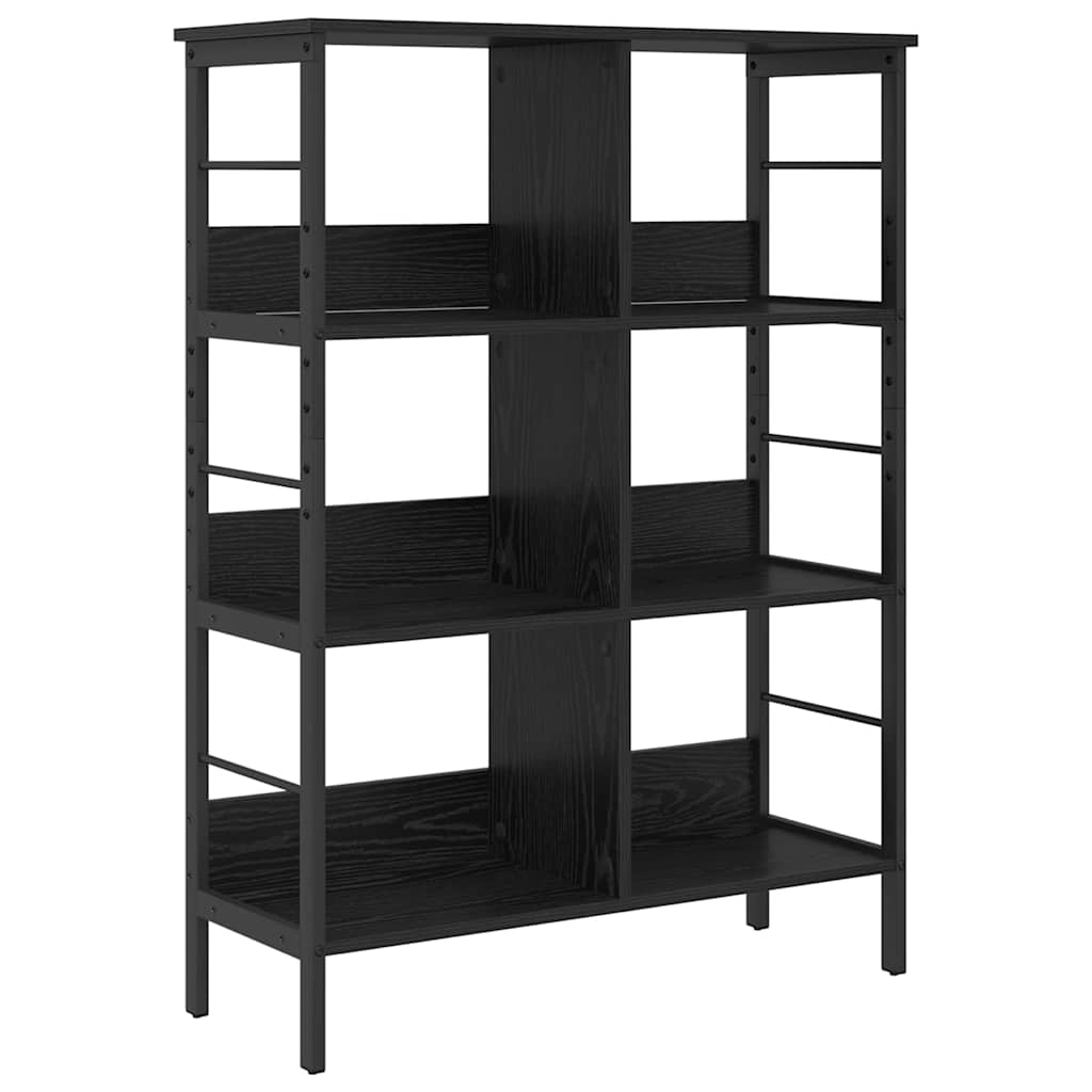 Bogreol 6 niveauer 82 x 32 x 112 cm Konstrueret træ Sort eg