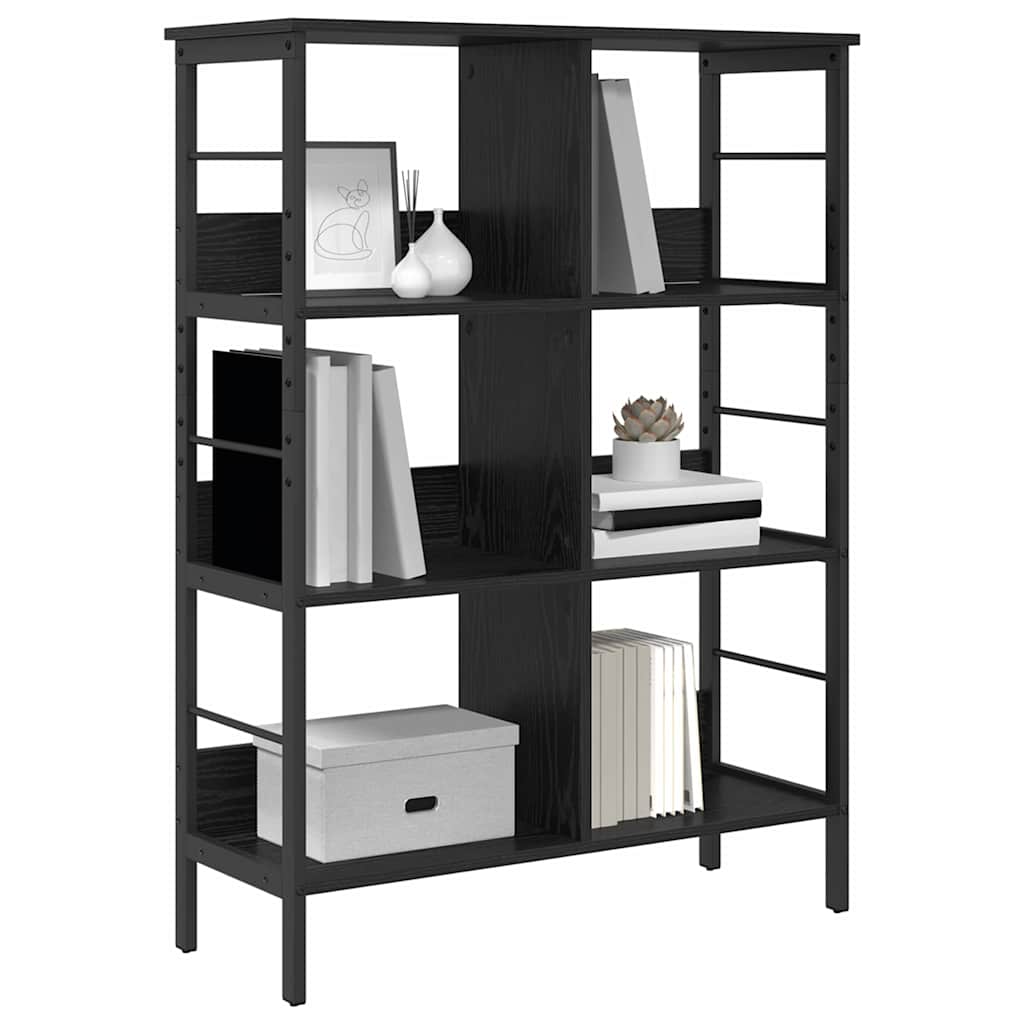 Bogreol 6 niveauer 82 x 32 x 112 cm Konstrueret træ Sort eg
