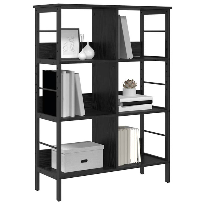 Bogreol 6 niveauer 82 x 32 x 112 cm Konstrueret træ Sort eg