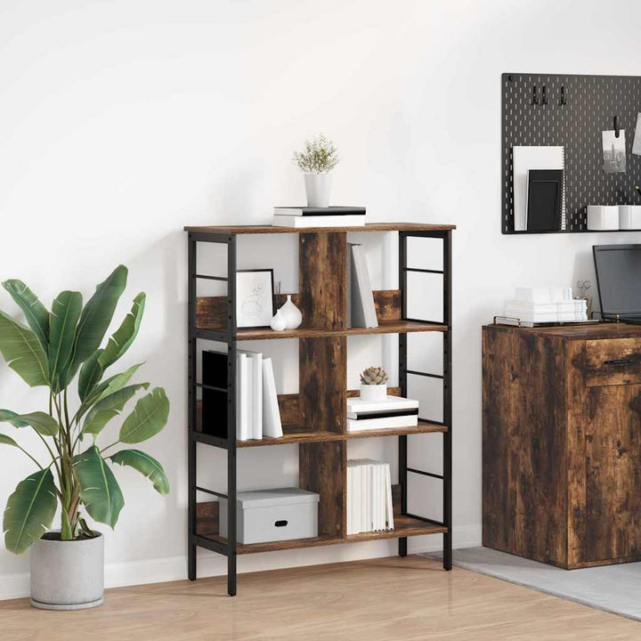 Bogreol 6 niveauer 82 x 32 x 112 cm Konstrueret træ Røget eg