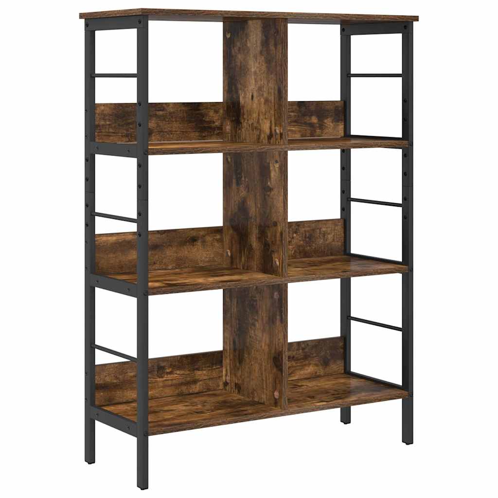 Bogreol 6 niveauer 82 x 32 x 112 cm Konstrueret træ Røget eg