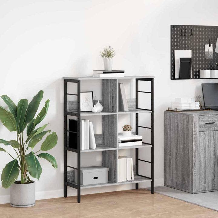 Bogreol 6 niveauer 82 x 32 x 112 cm Konstrueret træ Grå Sonoma