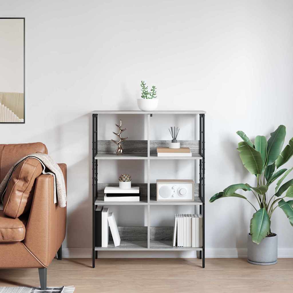 Bogreol 6 niveauer 82 x 32 x 112 cm Konstrueret træ Grå Sonoma