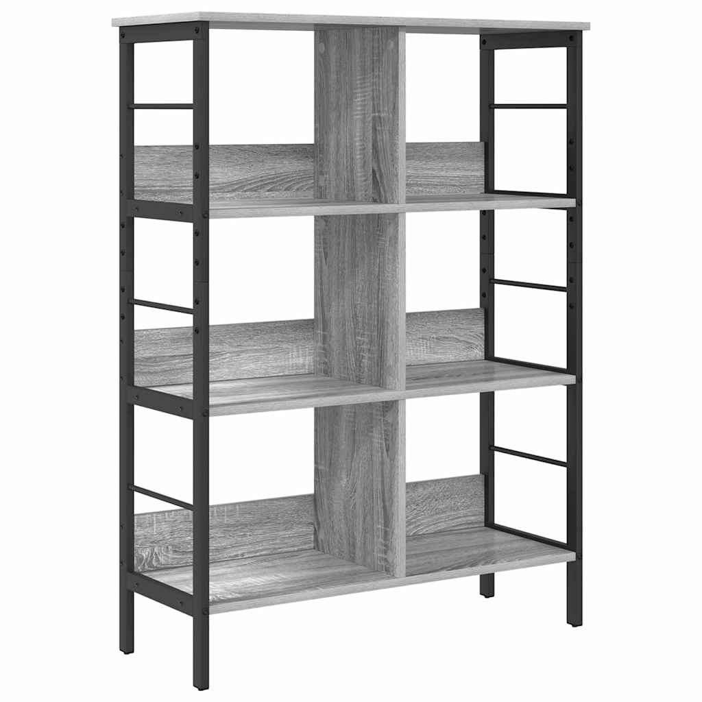 Bogreol 6 niveauer 82 x 32 x 112 cm Konstrueret træ Grå Sonoma