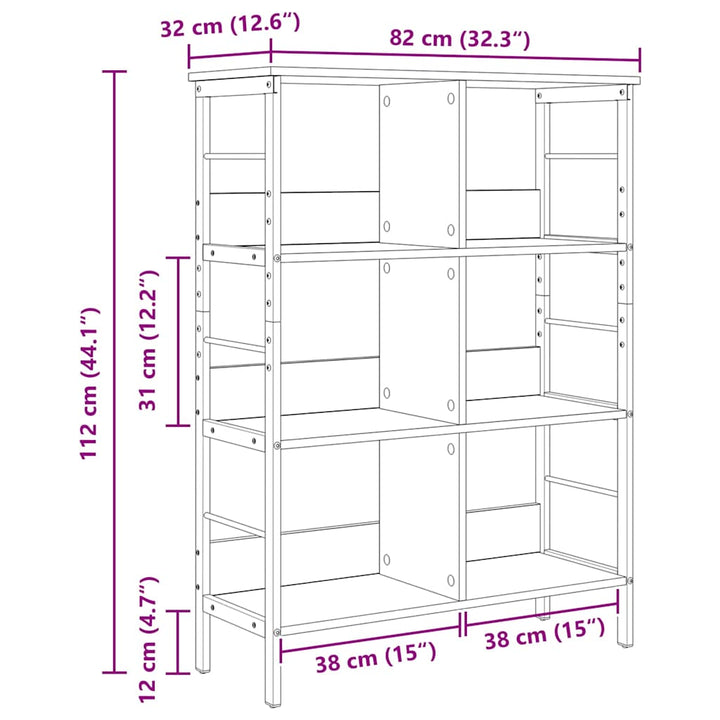 Bogreol 6 niveauer 82 x 32 x 112 cm Konstrueret træ