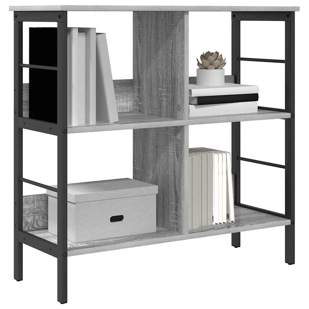 Bogreol 4 niveauer 82 x 32 x 79 cm Konstrueret træ Grå Sonoma