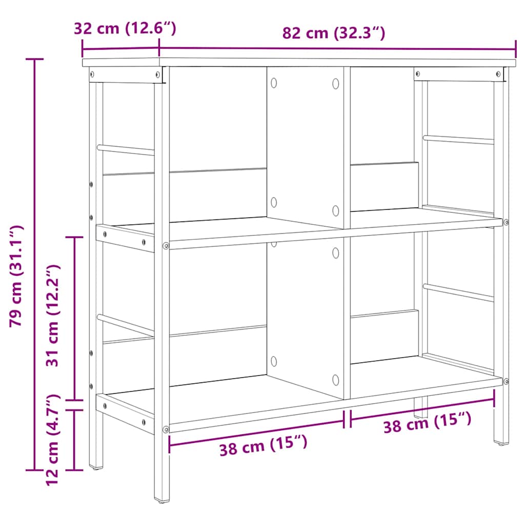 Bogreol Artisan Egetræ 82 x 32 x 79 cm Konstrueret træ