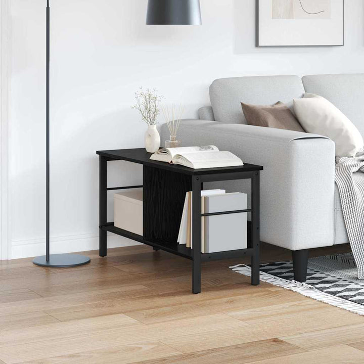 Bogreol 2 niveauer 82 x 32 x 47 cm Konstrueret træ Sort eg