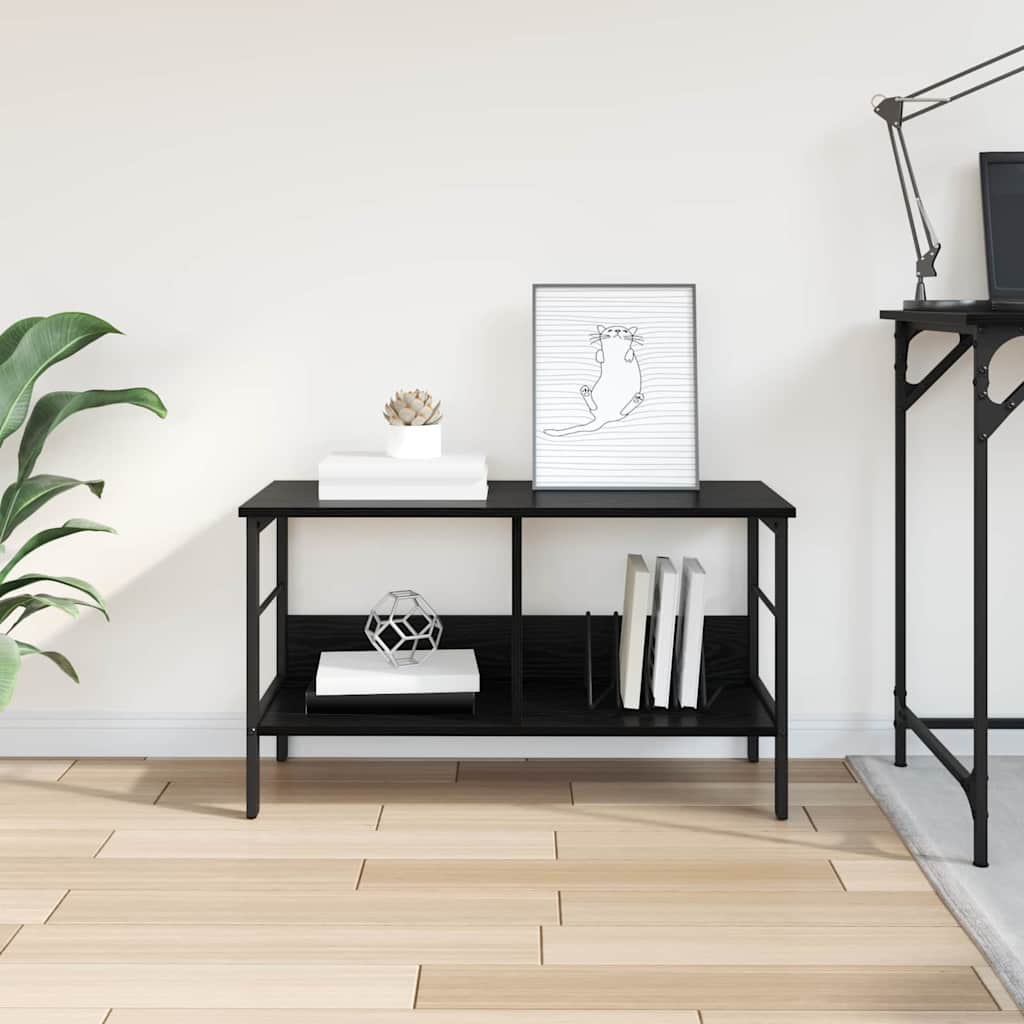 Bogreol 2 niveauer 82 x 32 x 47 cm Konstrueret træ Sort eg