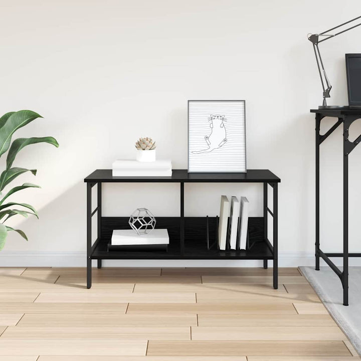 Bogreol 2 niveauer 82 x 32 x 47 cm Konstrueret træ Sort eg