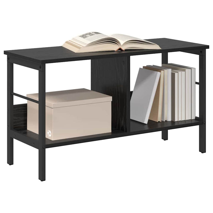 Bogreol 2 niveauer 82 x 32 x 47 cm Konstrueret træ Sort eg