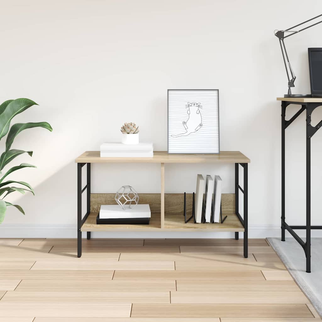Bogreol 2 niveauer 82 x 32 x 47 cm Konstrueret træ Sonoma eg