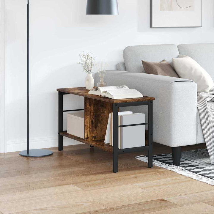 Bogreol 2 niveauer 82 x 32 x 47 cm Konstrueret træ Røget eg