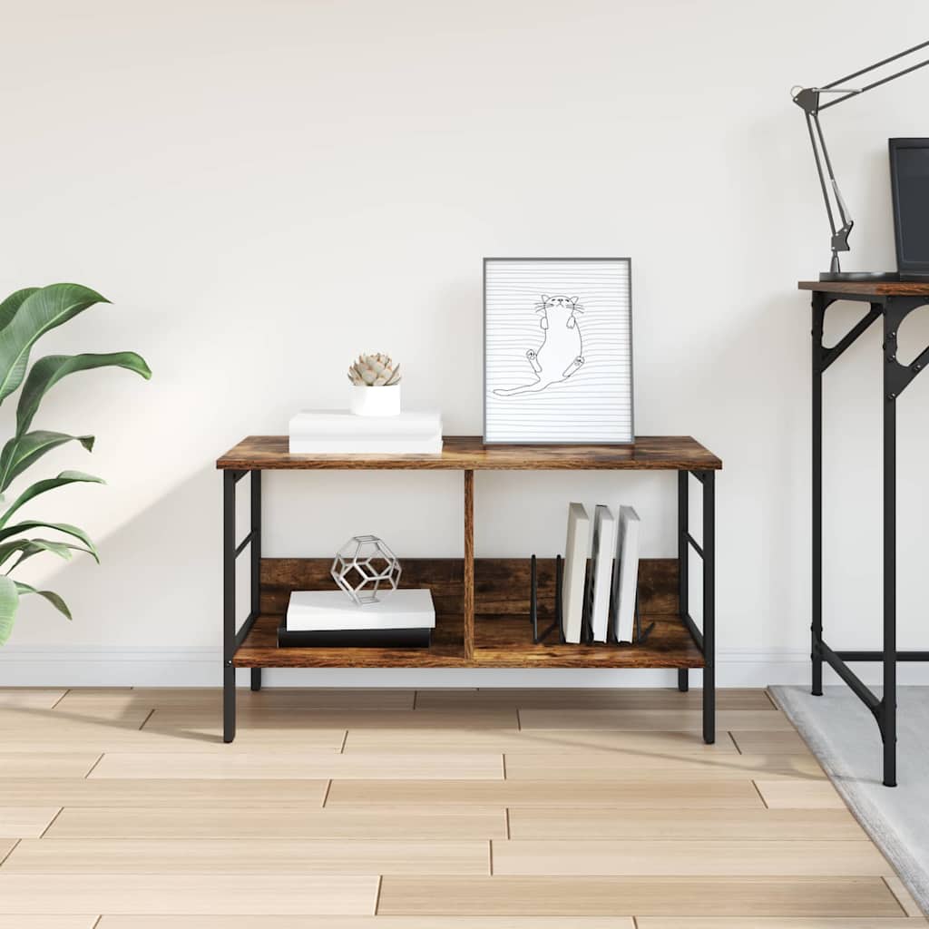 Bogreol 2 niveauer 82 x 32 x 47 cm Konstrueret træ Røget eg