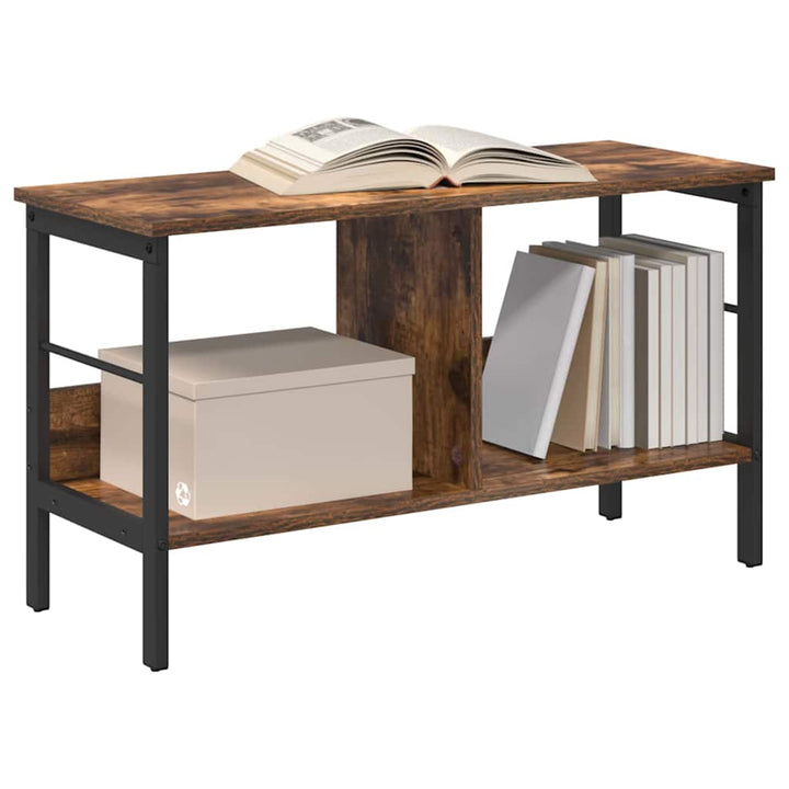 Bogreol 2 niveauer 82 x 32 x 47 cm Konstrueret træ Røget eg