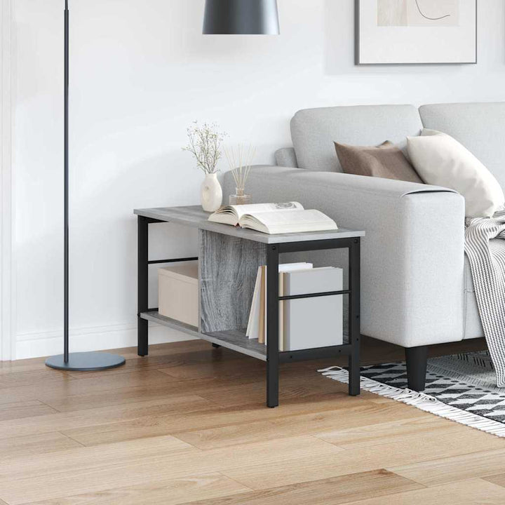 Bogreol 2 niveauer 82 x 32 x 47 cm Konstrueret træ Grå Sonoma