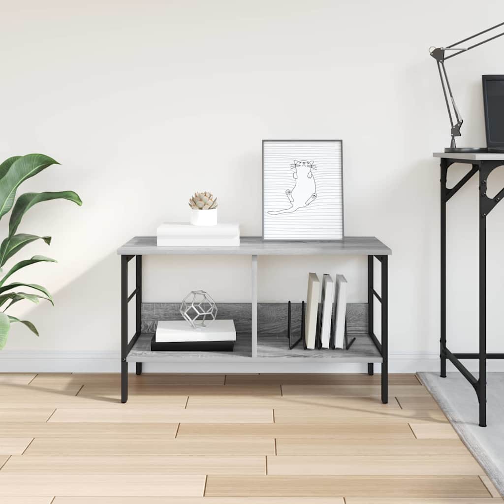 Bogreol 2 niveauer 82 x 32 x 47 cm Konstrueret træ Grå Sonoma