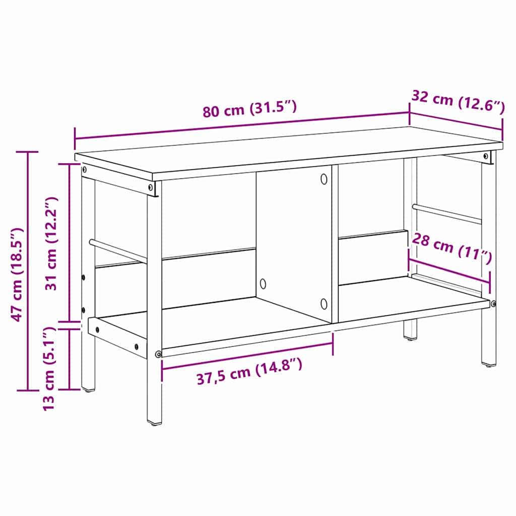 Bogreol Gammelt træ 82 x 32 x 47 cm Konstrueret træ