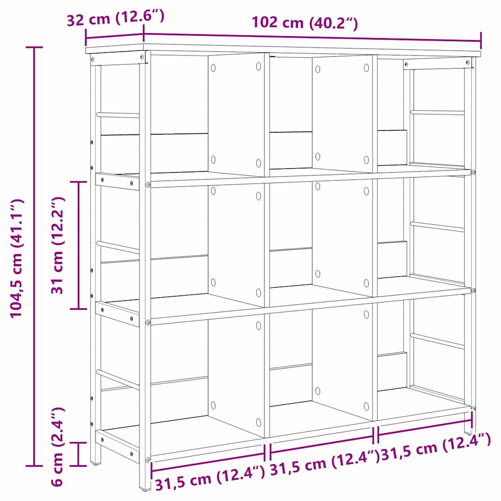 Bogreol Artisan Egetræ 102 x 32 x 104,5 cm Konstrueret træ