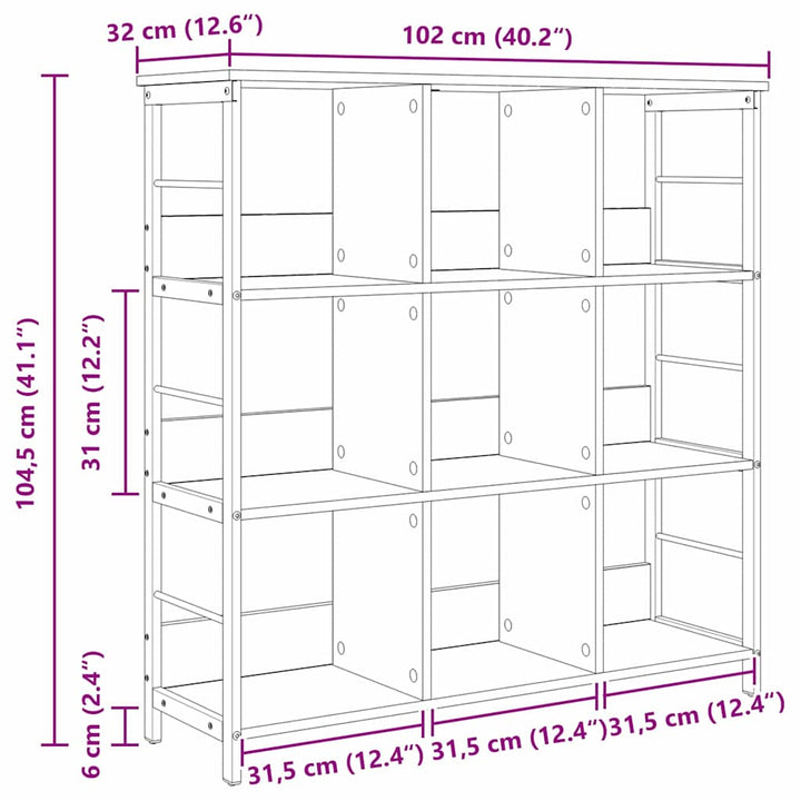 Bogreol Artisan Egetræ 102 x 32 x 104,5 cm Konstrueret træ