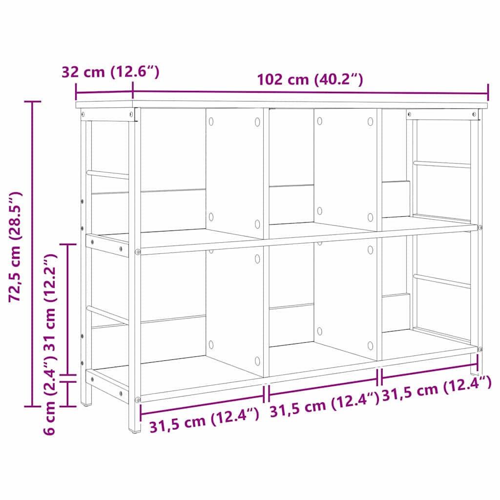 Bogreol Artisan Egetræ 102 x 32 x 72,5 cm Konstrueret træ