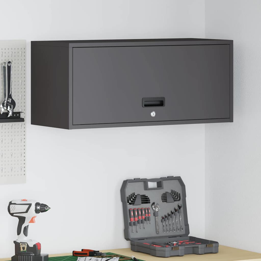 Vægbeslag til Garage Sort 80 x 33 x 35 cm Pulverlakeret stål